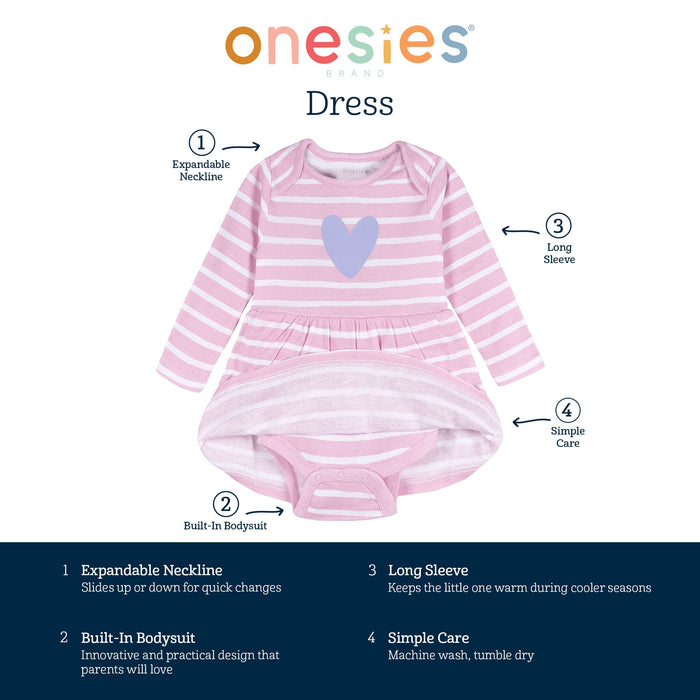Baby Girls Purple Heart Bodysuit Dress dresses Onesies® Brand
