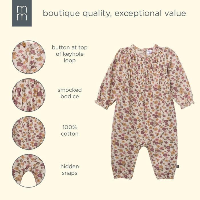 Baby Girls Rainy Day Floral Smocked Long Leg Romper rompers modern moments™ by Gerber®