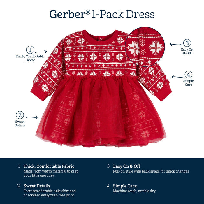 Baby Girls Red Snowflakes Tulle Dress dresses Gerber®