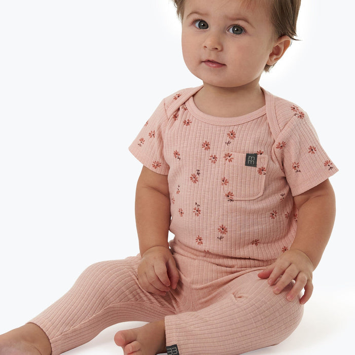 Baby Girls Rose Flower Short Sleeve Bodysuit Tops Modern Moments™ by Gerber®