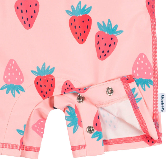 Baby Girls Pink Strawberry Long Sleeve Rashguard Swimwear Gerber®