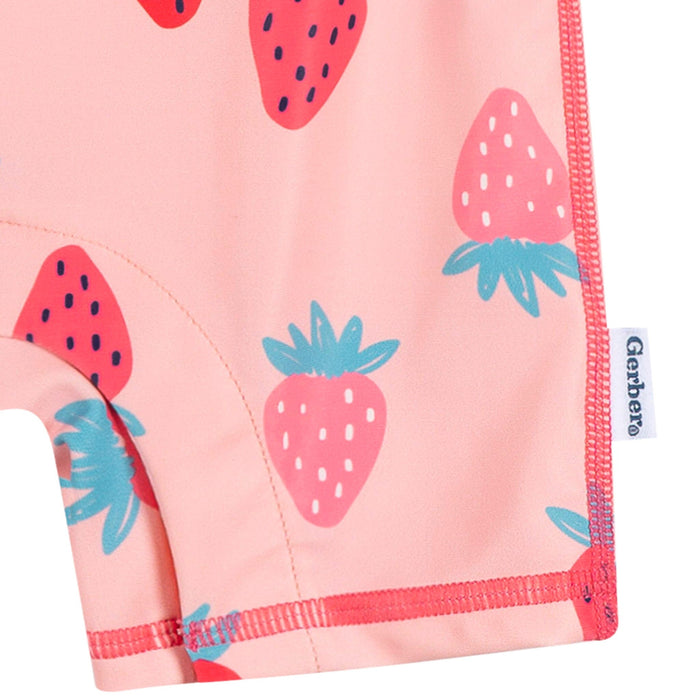 Baby Girls Pink Strawberry Long Sleeve Rashguard Swimwear Gerber®