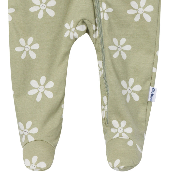 Baby Girls White Flowers Sleep 'N Play Sleepwear Gerber®