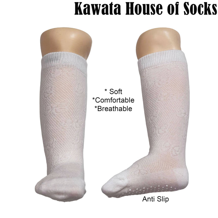 Baby & Kids Thin and Breathable Cotton Long Socks ( Ribbon Prints Design )
