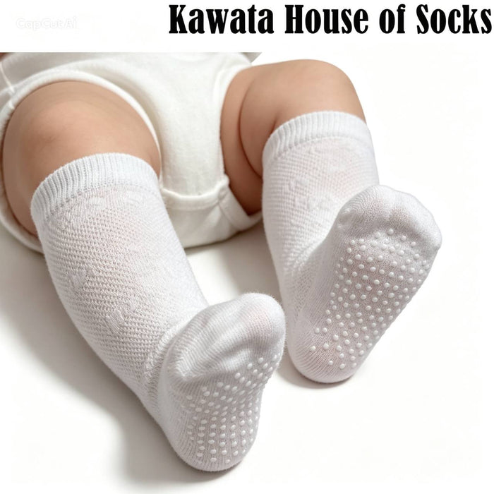 Baby & Kids Thin and Breathable Cotton Long Socks ( Ribbon Prints Design )