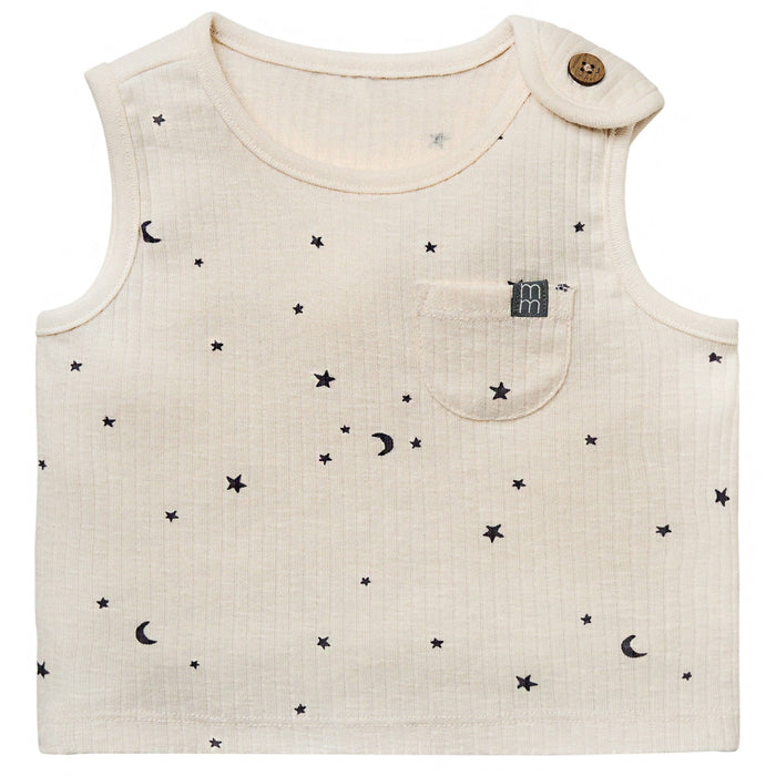 Baby Neutral Lt Beige Moon Stars Tank Top With Pocket Tops Modern Moments™ by Gerber®