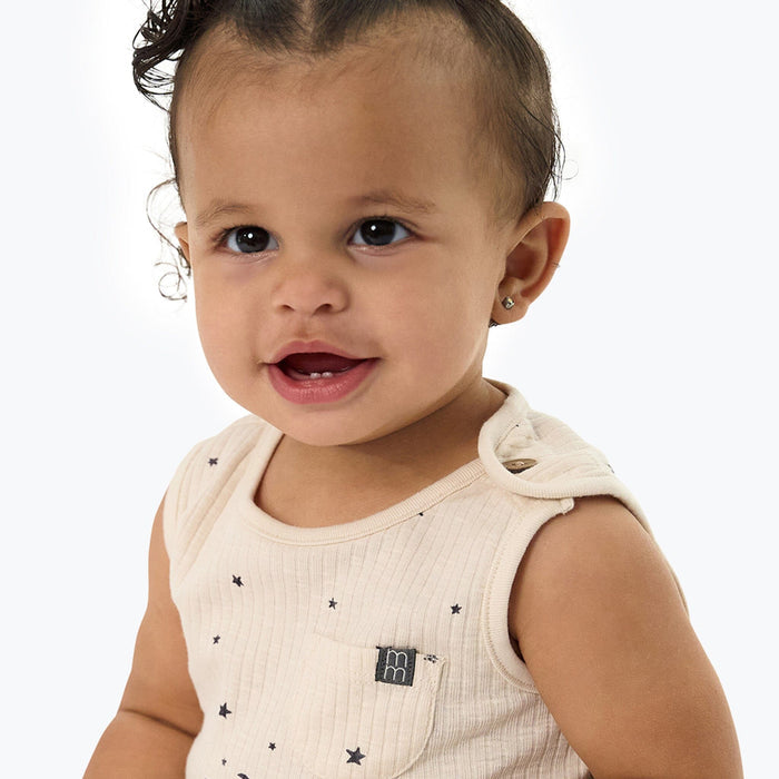 Baby Neutral Lt Beige Moon Stars Tank Top With Pocket Tops Modern Moments™ by Gerber®