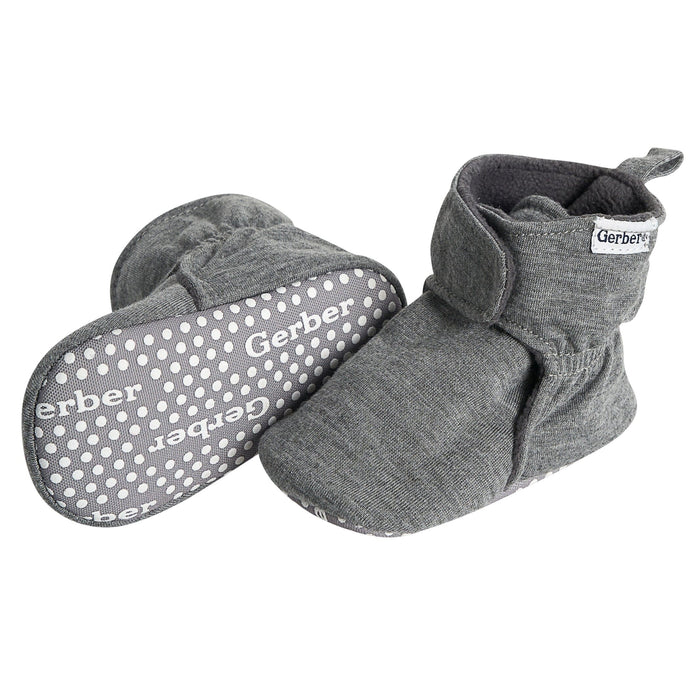 Baby Neutral Grey Heather Soft Booties