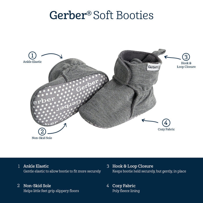 Baby Neutral Grey Heather Soft Booties