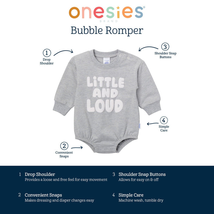 Baby Neutral Little and Loud Sweatshirt Bubble Romper rompers Onesies® Brand