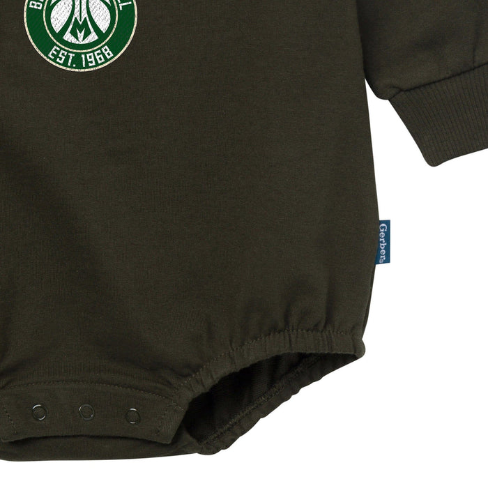 Baby Neutral Milwaukee Bucks Sweatshirt Bubble Romper Rompers Gerber®