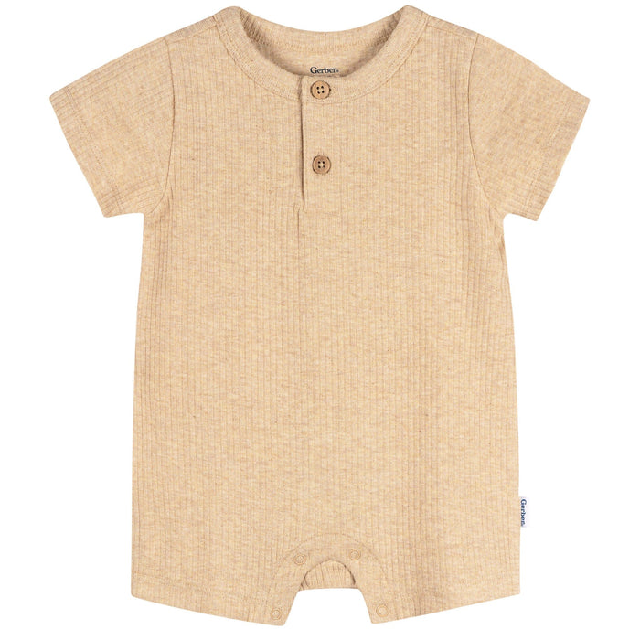 Baby Neutral Oatmeal Heather Short Sleeve Romper rompers Gerber®