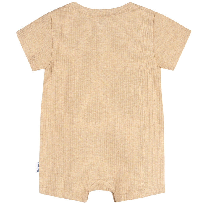 Baby Neutral Oatmeal Heather Short Sleeve Romper rompers Gerber®