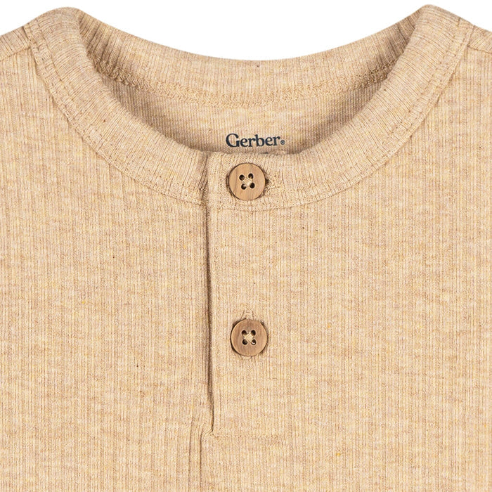 Baby Neutral Oatmeal Heather Short Sleeve Romper rompers Gerber®