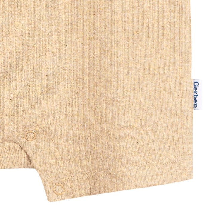 Baby Neutral Oatmeal Heather Short Sleeve Romper rompers Gerber®