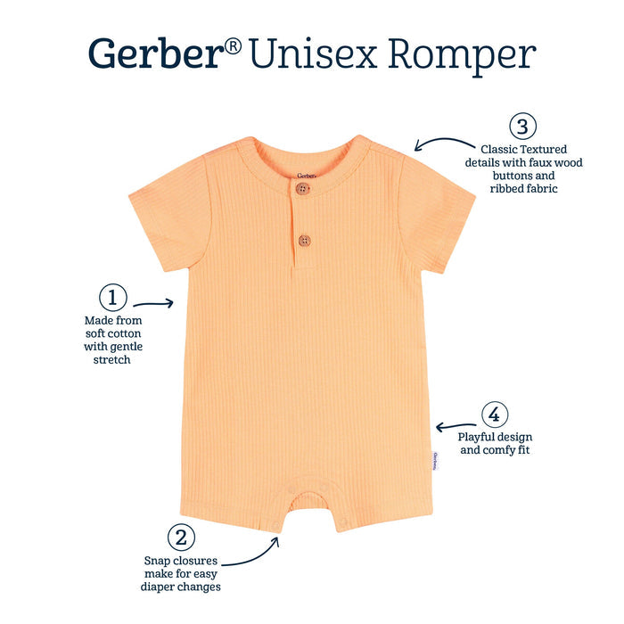 Baby Neutral Peach Short Sleeve Romper rompers Gerber®