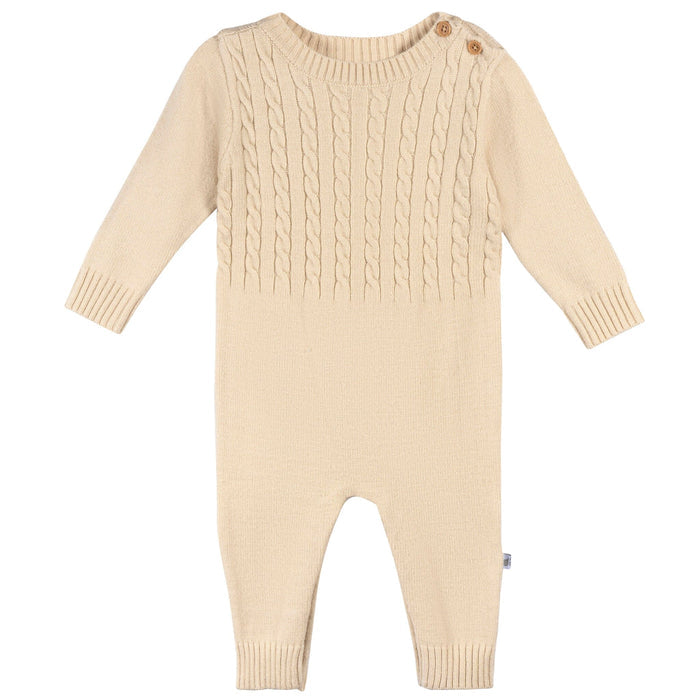 Baby Neutral Tan Sweater Knit Romper Gerber®