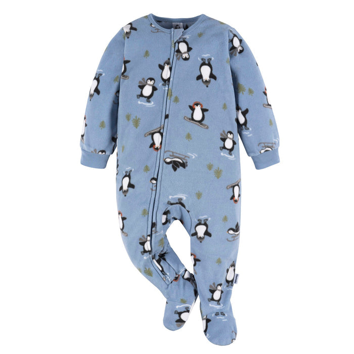 Baby & Toddler Boys Blue Penguins Footed Fleece Pajamas Sleepwear Gerber®