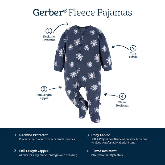Baby & Toddler Boys Blue Snowflakes Footed Fleece Pajamas Sleepwear Gerber®