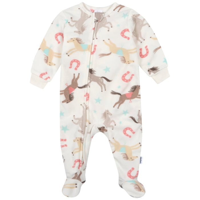 Baby & Toddler Girls Horses Footed Fleece Pajamas sleepwear Gerber®