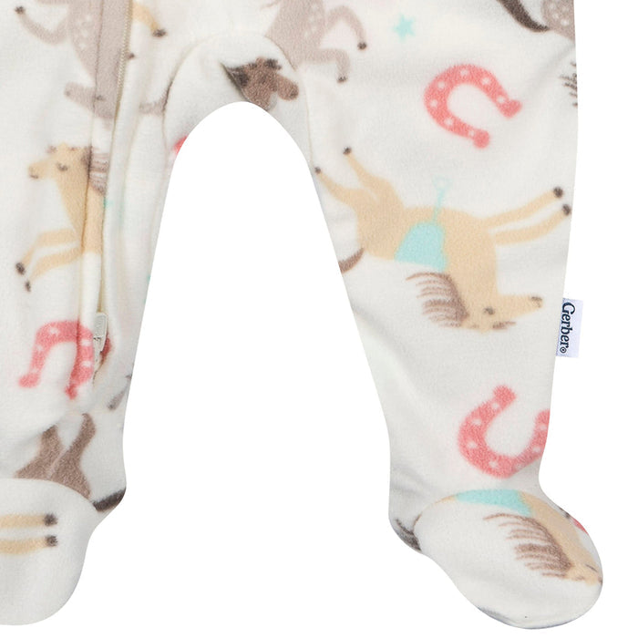 Baby & Toddler Girls Horses Footed Fleece Pajamas sleepwear Gerber®