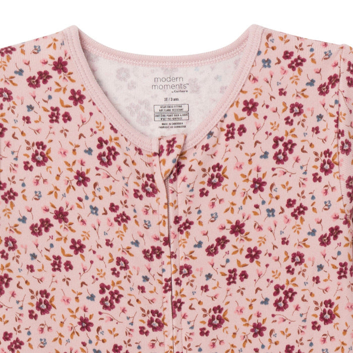 Baby & Toddler Girls Lt Rose Floral Snug Fit Footless Pajamas Sleepwear Modern Moments™ by Gerber®