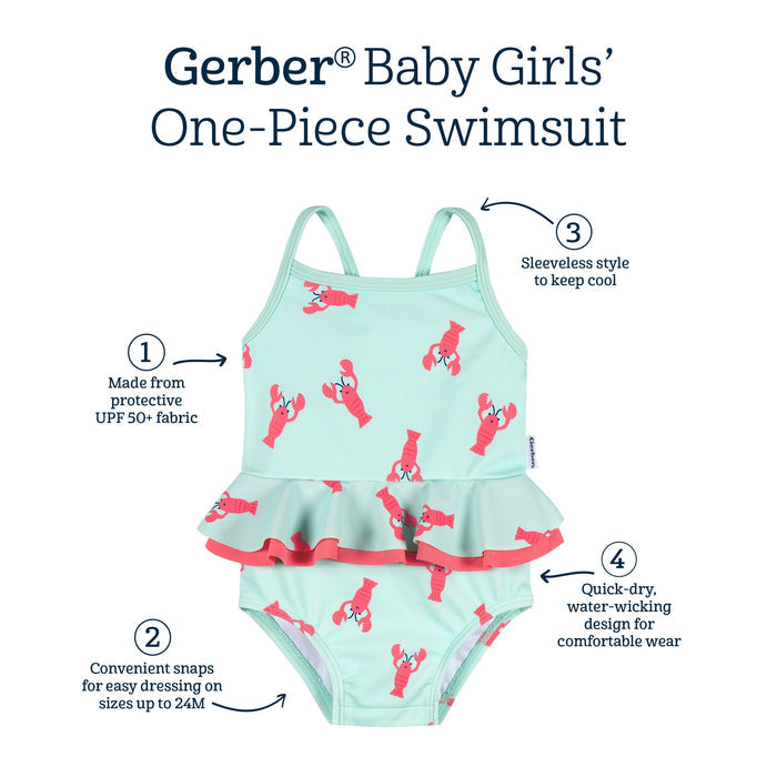 Baby & Toddler Girls UPF 50+ Lobsters One-Piece Swimsuit swimwear Gerber®