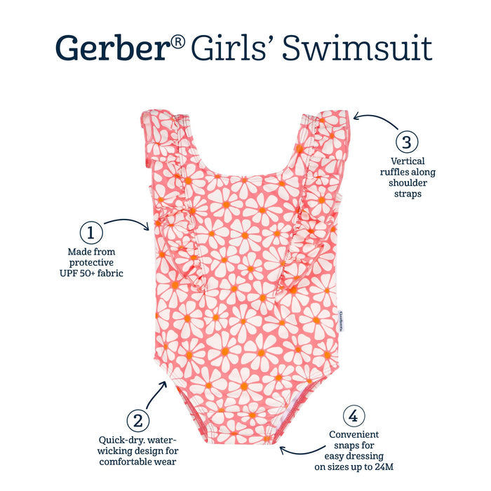 Baby & Toddler Girls UPF 50+ Retro Daisies One-Piece Swimsuit swimwear Gerber®