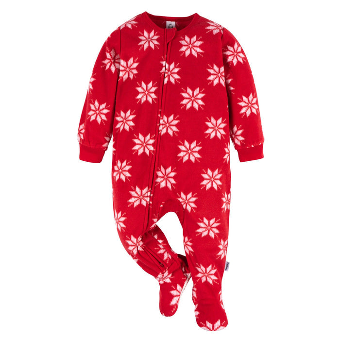 Baby & Toddler Neutral Red Snowflakes Footed Fleece Pajamas Sleepwear Gerber®