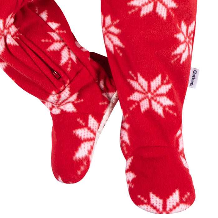 Baby & Toddler Neutral Red Snowflakes Footed Fleece Pajamas Sleepwear Gerber®