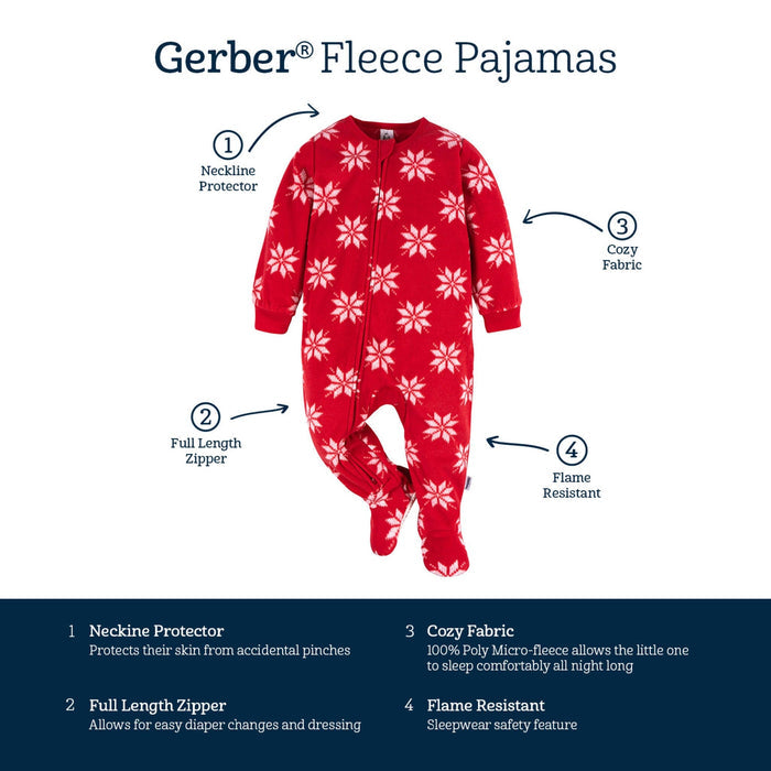 Baby & Toddler Neutral Red Snowflakes Footed Fleece Pajamas Sleepwear Gerber®