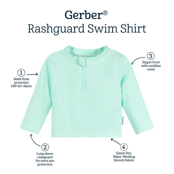 Baby & Toddler Neutral UPF 50+ Green Rashguard Top swimwear Gerber®