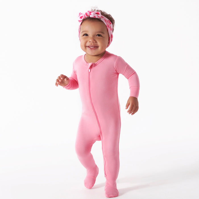 Baby & Toddler Girls Sea Pink Buttery-Soft Viscose Made from Eucalyptus Snug Fit Footed Pajamas