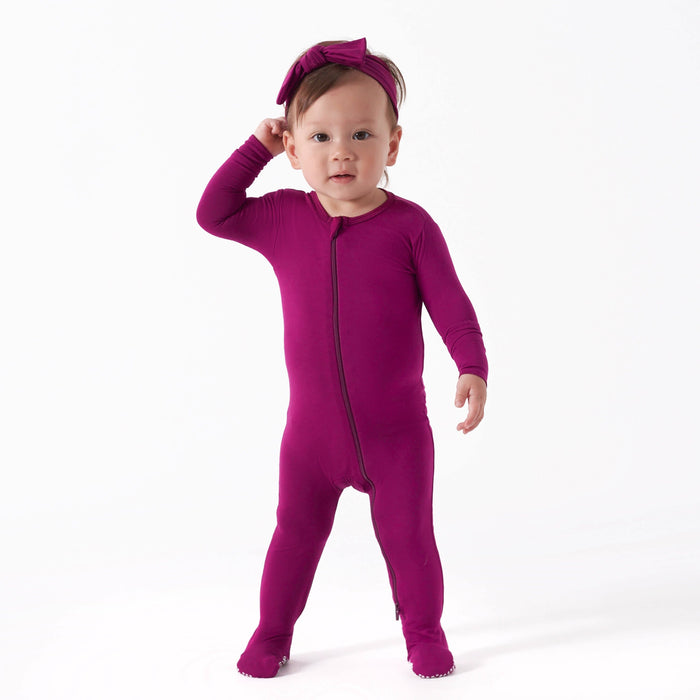 Baby & Toddler Wine Buttery-Soft Viscose Made from Eucalyptus Snug Fit Footed Pajamas