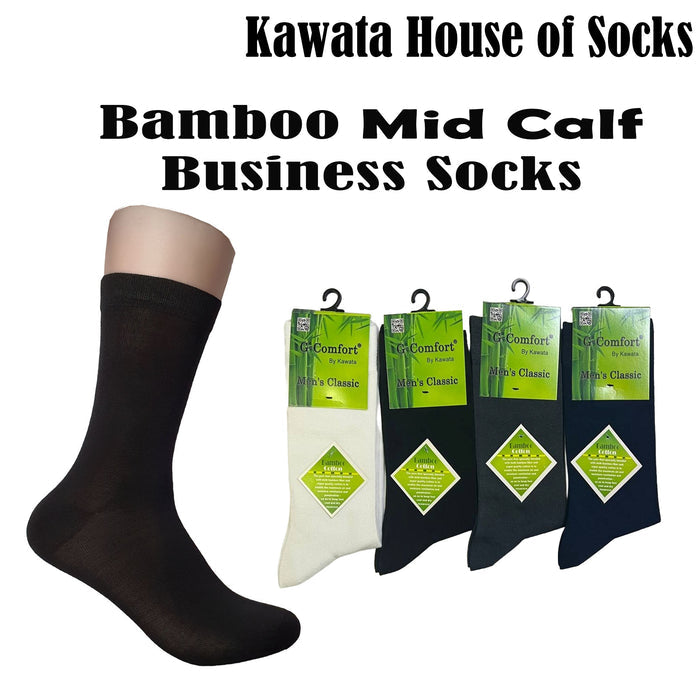 Bamboo Mid Calf Plain Business Socks ( Plus Size Available )
