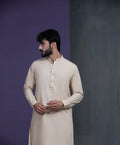 Beige IronEZ Kurta pyjama set with thread details