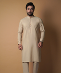 Beige & Light Gold Kurta Pyjama