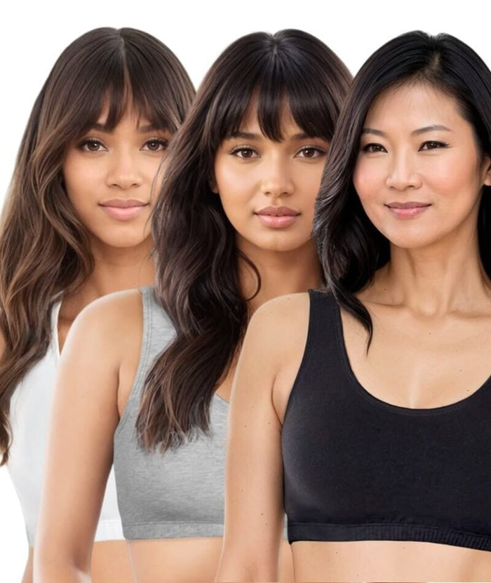 Bestform Tank Style Sports Bra 3 Pack - White/Heather Grey/Black Bras