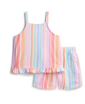Big girls 2 pc embroidered stripe set
