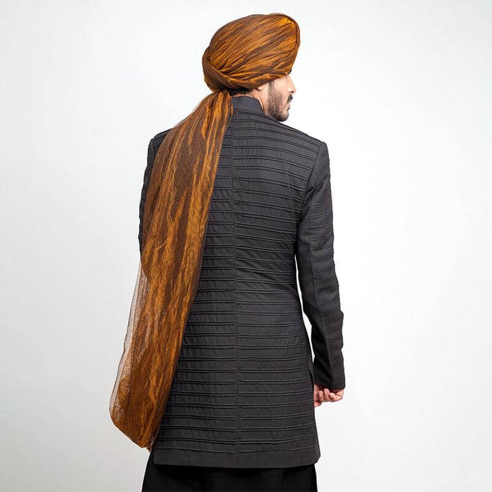 Black Form-Fitted Short Sherwani with sleek design and modern fit