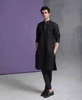 Black & Gold Zari all handwoven jacquard kurta & pyjama set