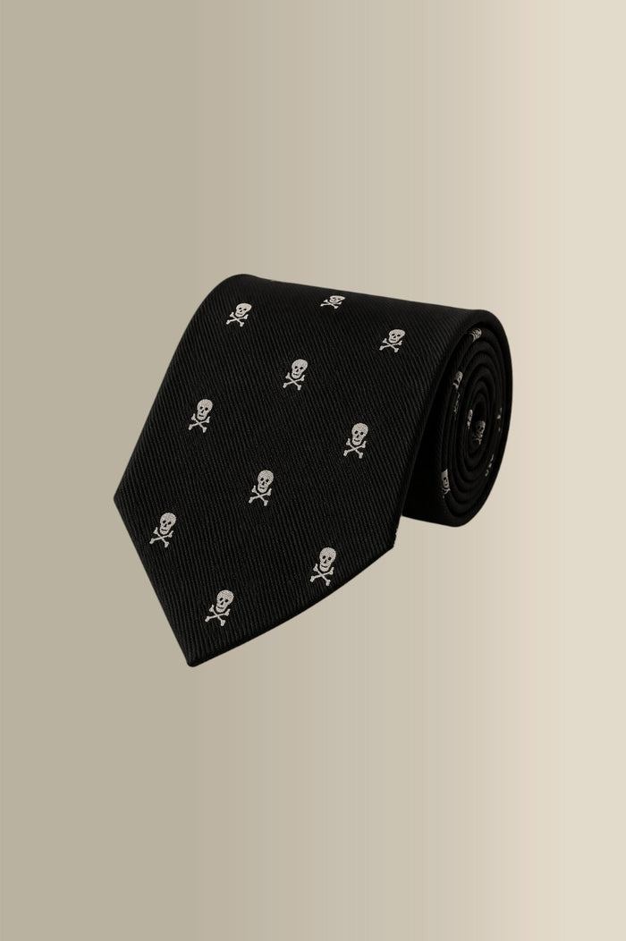 Black Heritage Skull & Crossbones Woven Silk Tie