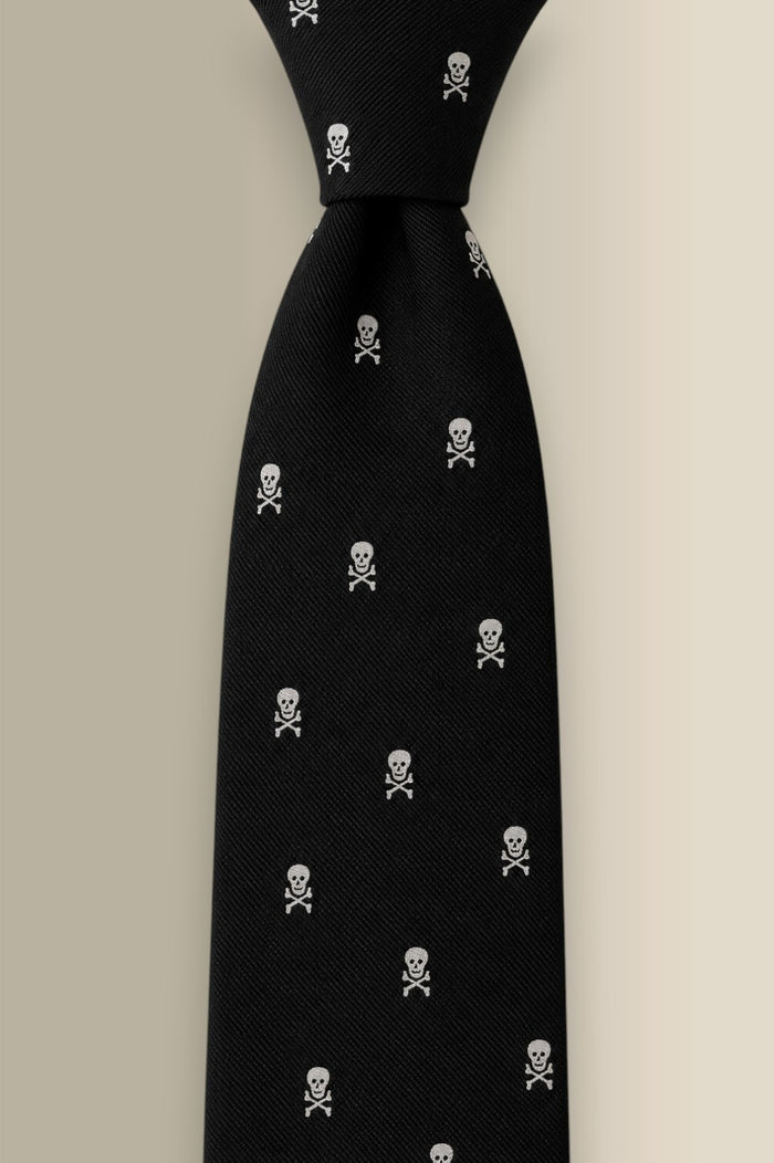 Black Heritage Skull & Crossbones Woven Silk Tie