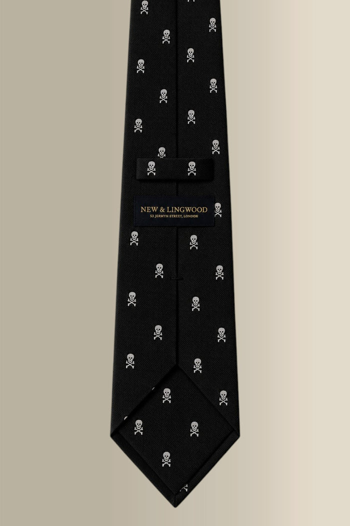 Black Heritage Skull & Crossbones Woven Silk Tie