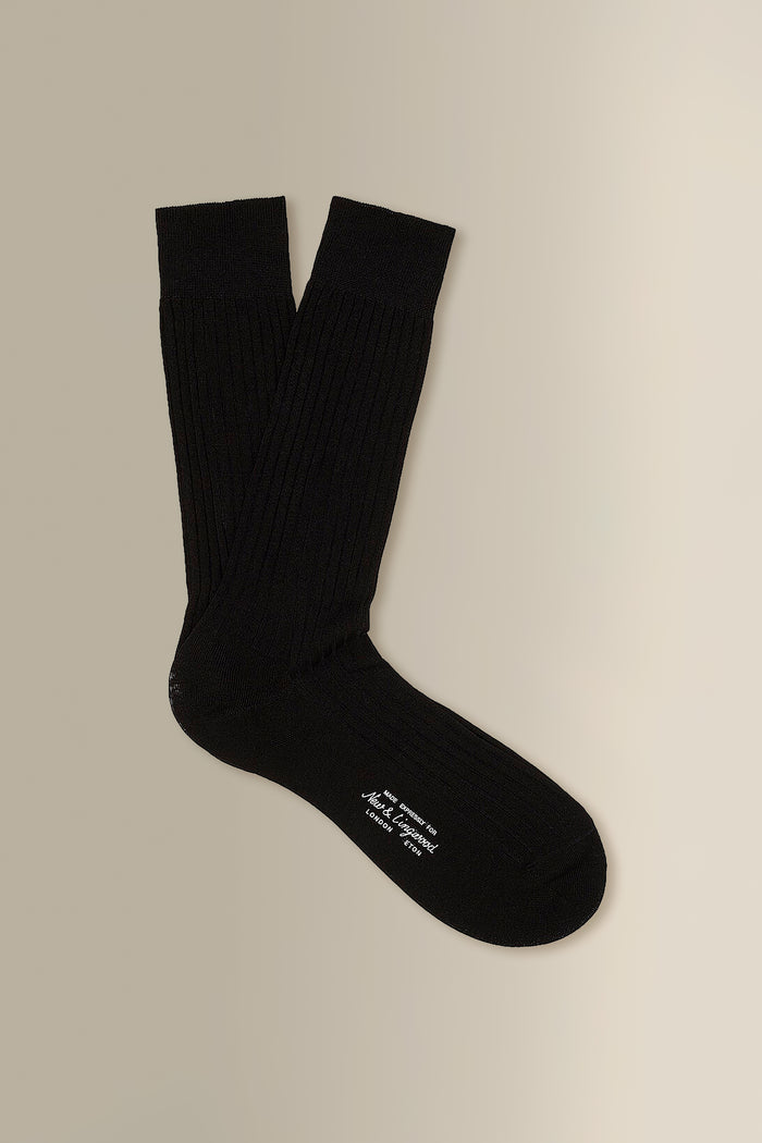 Black Mid Calf Cotton Socks