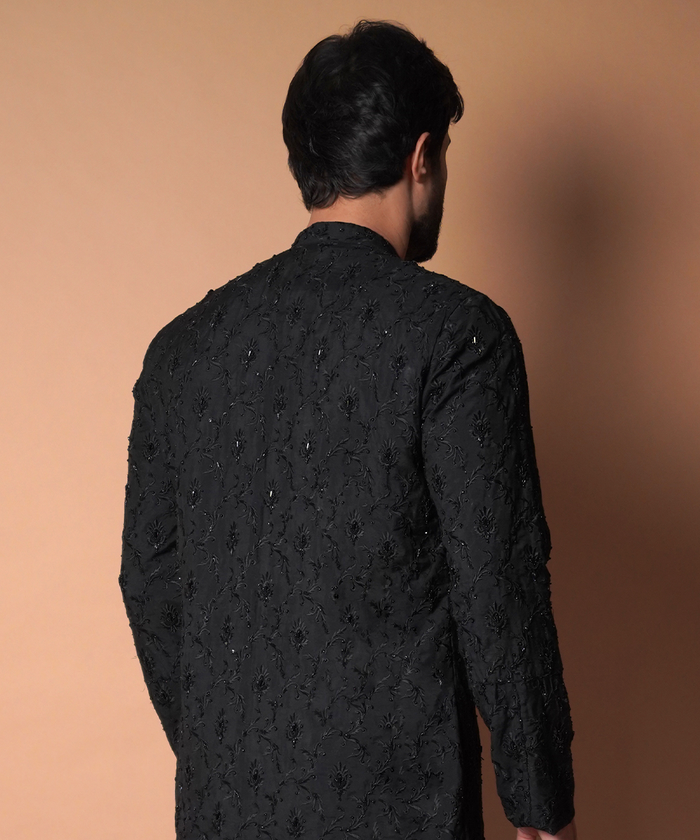 Black Paradise - All hand embroidered kurta/pants set