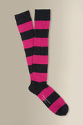 Black & Pink Stripe Long Lightweight Wool Socks
