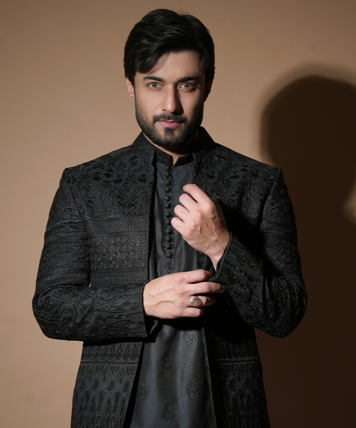Black Rawsilk Princecoat set