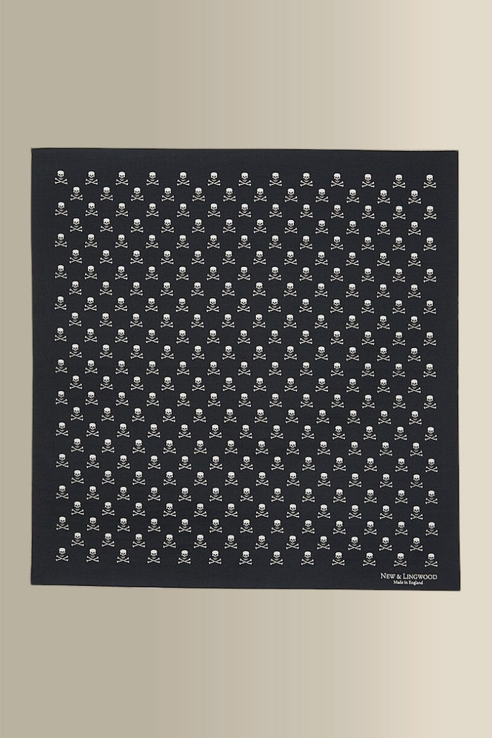 Black Skull & Crossbones Silk Pocket Square