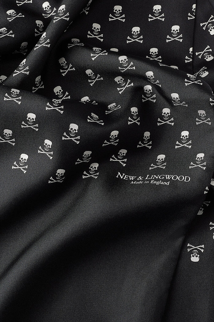 Black Skull & Crossbones Silk Scarf